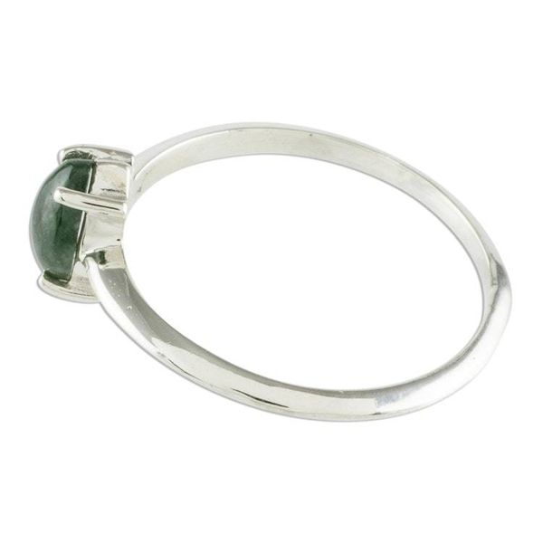 Alternate image for Dark Green Jade Solitaire Ring Natural Illusion