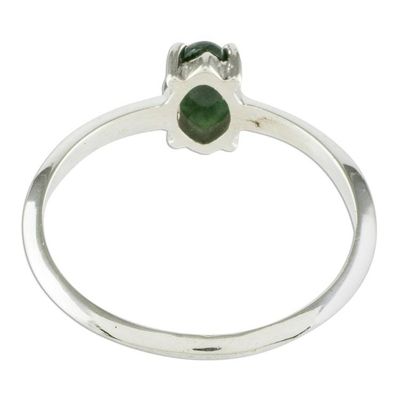 Alternate image for Dark Green Jade Solitaire Ring Natural Illusion