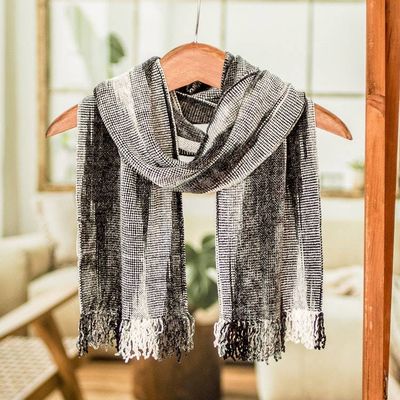 Main image for Handwoven Grey Rayon Chenille Scarf from Guatemala Infinite Universe