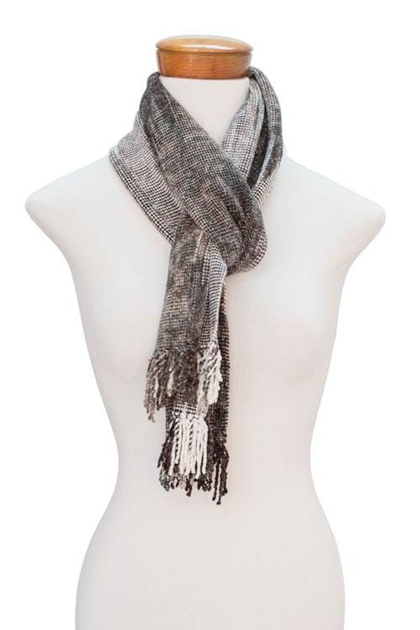 Alternate image for Handwoven Grey Rayon Chenille Scarf from Guatemala Infinite Universe