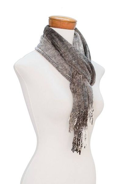 Alternate image for Handwoven Grey Rayon Chenille Scarf from Guatemala Infinite Universe