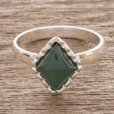 Alternate image for Sterling Silver Ring with a Princess Green Jade Diamond Princess Green Diamond
