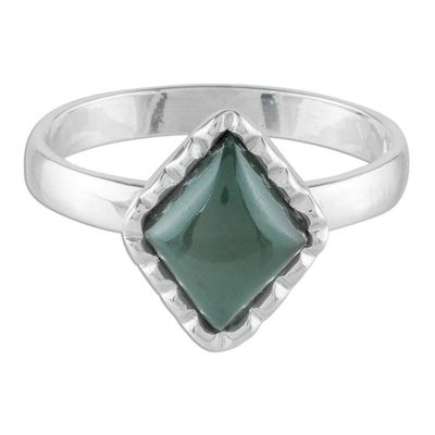 Alternate image for Sterling Silver Ring with a Princess Green Jade Diamond Princess Green Diamond