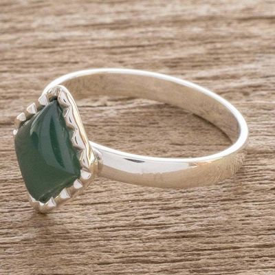 Alternate image for Sterling Silver Ring with a Princess Green Jade Diamond Princess Green Diamond