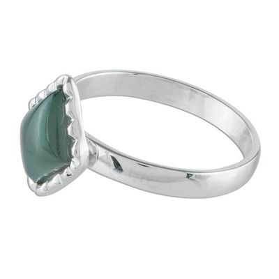 Alternate image for Sterling Silver Ring with a Princess Green Jade Diamond Princess Green Diamond