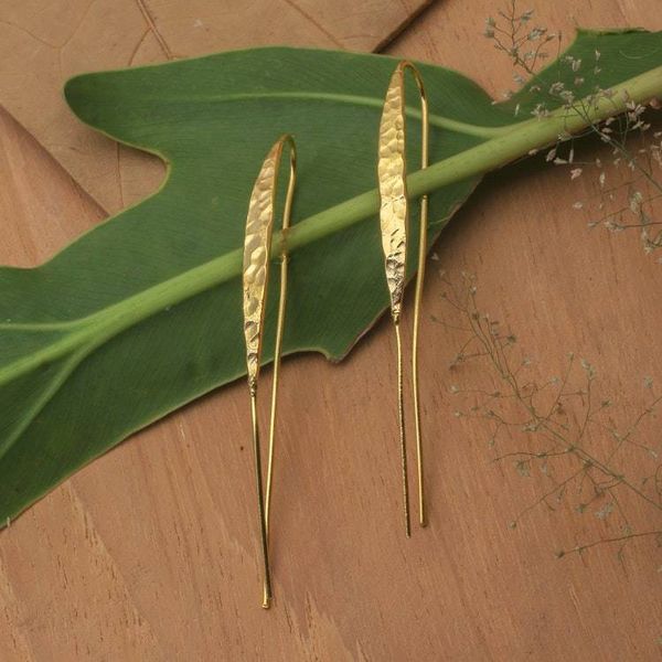 Alternate image for Minimalist Modern 18k Gold-Plated Drop Earrings from Bali Modern Touch