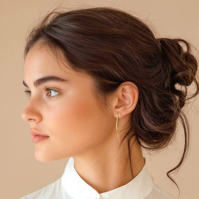 Alternate image for Minimalist Modern 18k Gold-Plated Drop Earrings from Bali Modern Touch