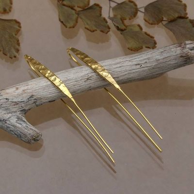 Alternate image for Minimalist Modern 18k Gold-Plated Drop Earrings from Bali Modern Touch