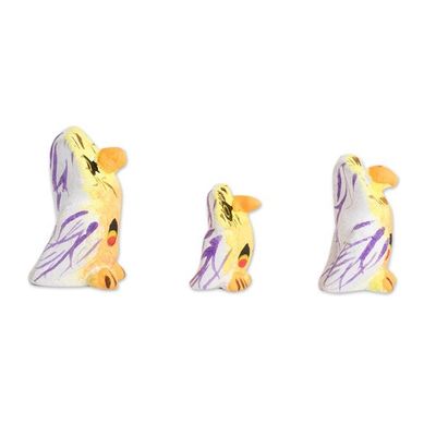 Alternate image for Handcrafted Owl Ceramic Figurines from Guatemala Set of 3 Owl Reunion