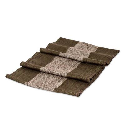 Alternate image for Striped Handwoven Green Brown and Beige Rayon Infinity Scarf Endless Elegance