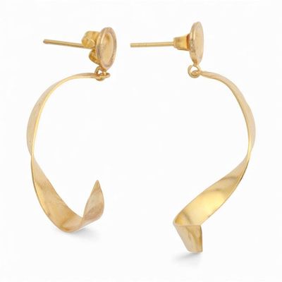 Alternate image for Modern Wavy Sculptural 18k Gold-Plated Brass Drop Earrings Flowing Flair