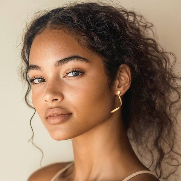 Alternate image for Modern Wavy Sculptural 18k Gold-Plated Brass Drop Earrings Flowing Flair