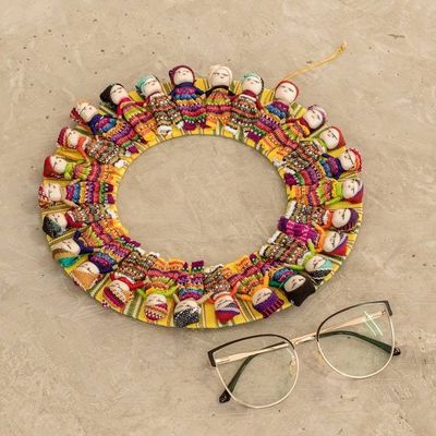 Alternate image for Handcrafted Colorful Round Cotton Worry Doll Wreath United by Friendship