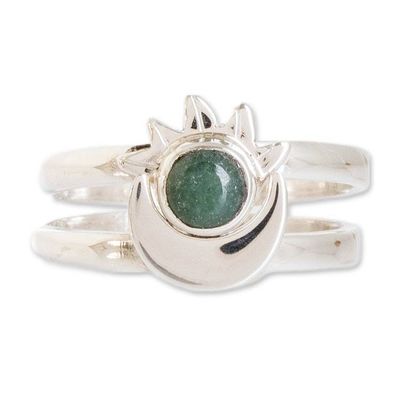 Alternate image for Polished Sun-Themed Natural Jade Stacking Rings Set of 2 Eclipse on the Sun