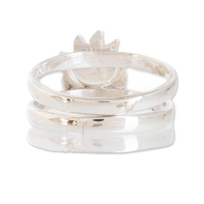 Alternate image for Polished Sun-Themed Natural Jade Stacking Rings Set of 2 Eclipse on the Sun