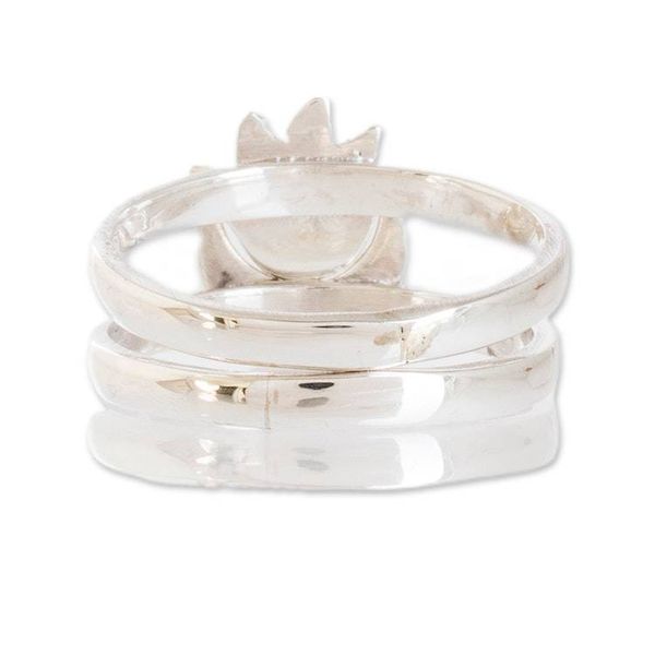 Alternate image for Polished Sun-Themed Natural Jade Stacking Rings Set of 2 Eclipse on the Sun