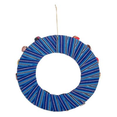 Alternate image for Handcrafted Traditional Worry Doll-Themed Blue Cotton Wreath Guatemalas Union