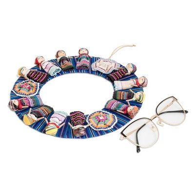 Alternate image for Handcrafted Traditional Worry Doll-Themed Blue Cotton Wreath Guatemalas Union