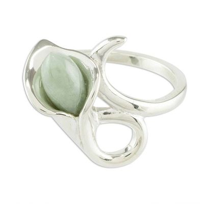 Alternate image for Light Green Jade Calla Lily Motif Ring Mixco Lily in Light Green