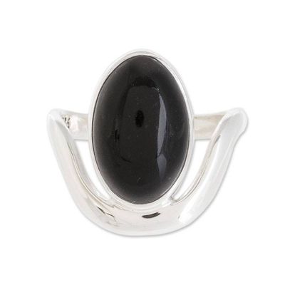 Alternate image for Oval Black Jade Cocktail Ring from Guatemala Connection to the Earth