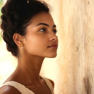 Alternate image for Gold-Plated Textured Cultured Pearl Cubic Zirconia Earrings Soft Glow