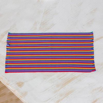 Alternate image for Six Multicolored Striped Cotton Placemats from Guatemala Rainbow Inspiration
