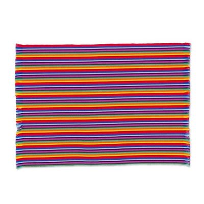 Alternate image for Six Multicolored Striped Cotton Placemats from Guatemala Rainbow Inspiration