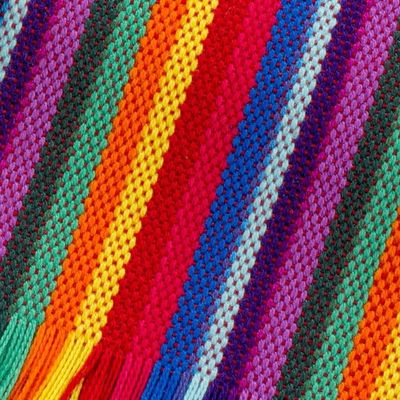 Alternate image for Six Multicolored Striped Cotton Placemats from Guatemala Rainbow Inspiration