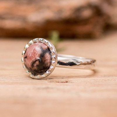 Primary image for Natural Rhodonite Ring from Guatemala Blushing Moon