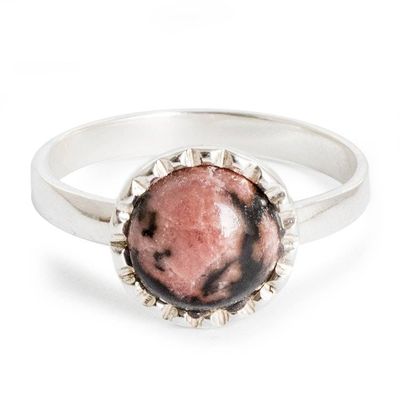 Alternate image for Natural Rhodonite Ring from Guatemala Blushing Moon