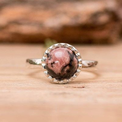 Alternate image for Natural Rhodonite Ring from Guatemala Blushing Moon