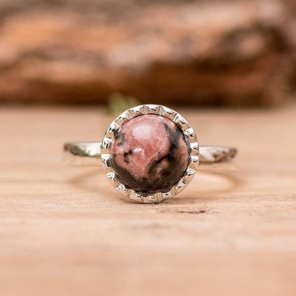 Alternate image for Natural Rhodonite Ring from Guatemala Blushing Moon