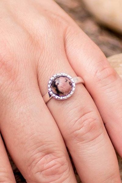 Alternate image for Natural Rhodonite Ring from Guatemala Blushing Moon