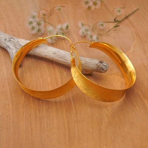 Alternate image for 18k Gold-Plated Snakeskin Textured Hoop Earrings from Bali Glorious Hoop