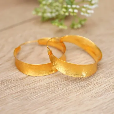 Alternate image for 18k Gold-Plated Snakeskin Textured Hoop Earrings from Bali Glorious Hoop