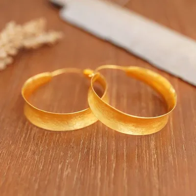 Alternate image for 18k Gold-Plated Snakeskin Textured Hoop Earrings from Bali Glorious Hoop