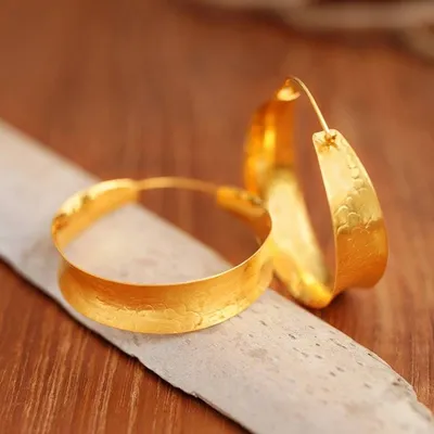 Alternate image for 18k Gold-Plated Snakeskin Textured Hoop Earrings from Bali Glorious Hoop