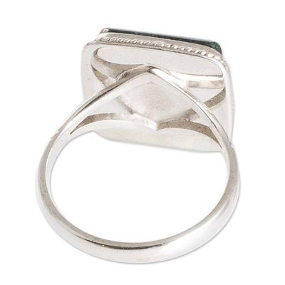Alternate image for Polished Square Green Jade Cocktail Ring from Guatemala Spiritual Grandeur