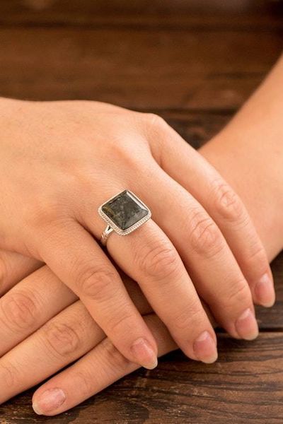 Alternate image for Polished Square Green Jade Cocktail Ring from Guatemala Spiritual Grandeur