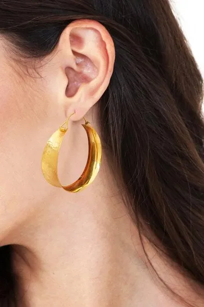 Alternate image for 18k Gold-Plated Snakeskin Textured Hoop Earrings from Bali Glorious Hoop