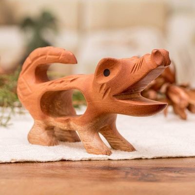 Alternate image for Nature-Themed Handmade Crocodile Mahogany Wood Figurine Reptile Days