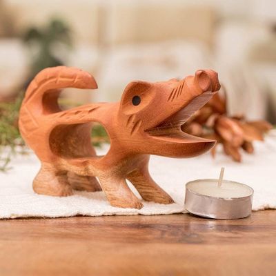 Alternate image for Nature-Themed Handmade Crocodile Mahogany Wood Figurine Reptile Days