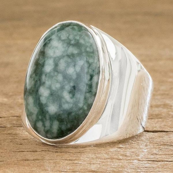 Alternate image for Jade Ring for Men Truth and Life in Light Green