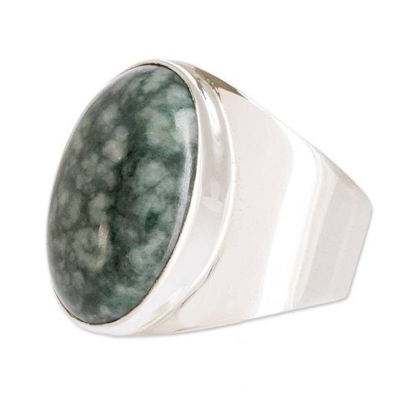 Alternate image for Jade Ring for Men Truth and Life in Light Green