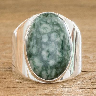 Alternate image for Jade Ring for Men Truth and Life in Light Green