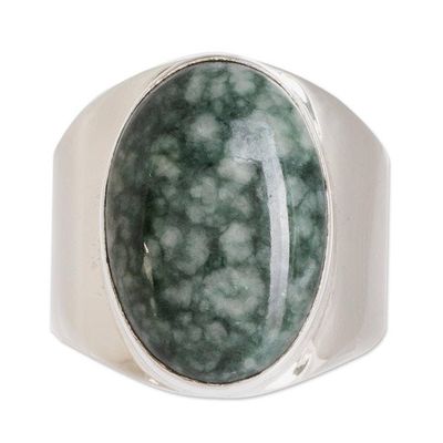 Alternate image for Jade Ring for Men Truth and Life in Light Green