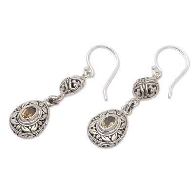 Alternate image for Sterling Silver Citrine Dangle Earrings with Leaf Motifs Joyous Summer
