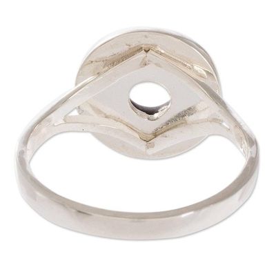 Alternate image for Black Jade Sterling Silver Cocktail Ring from Guatemala Cosmic Eternity