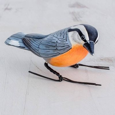 Primary image for Ceramic Figurine of a Red-Breasted Nuthatch from Guatemala Red-Breasted Nuthatch