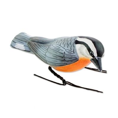Alternate image for Ceramic Figurine of a Red-Breasted Nuthatch from Guatemala Red-Breasted Nuthatch